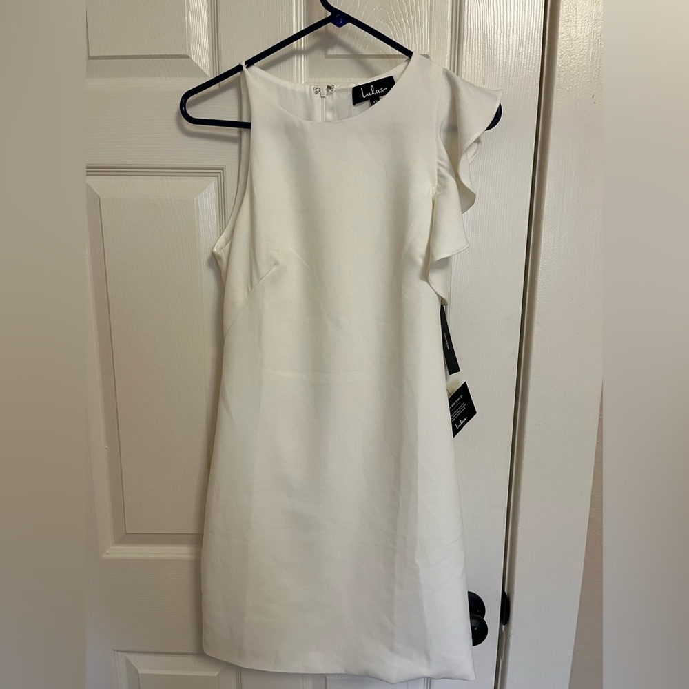 Lulu's White Ruffle Sleeve Dress